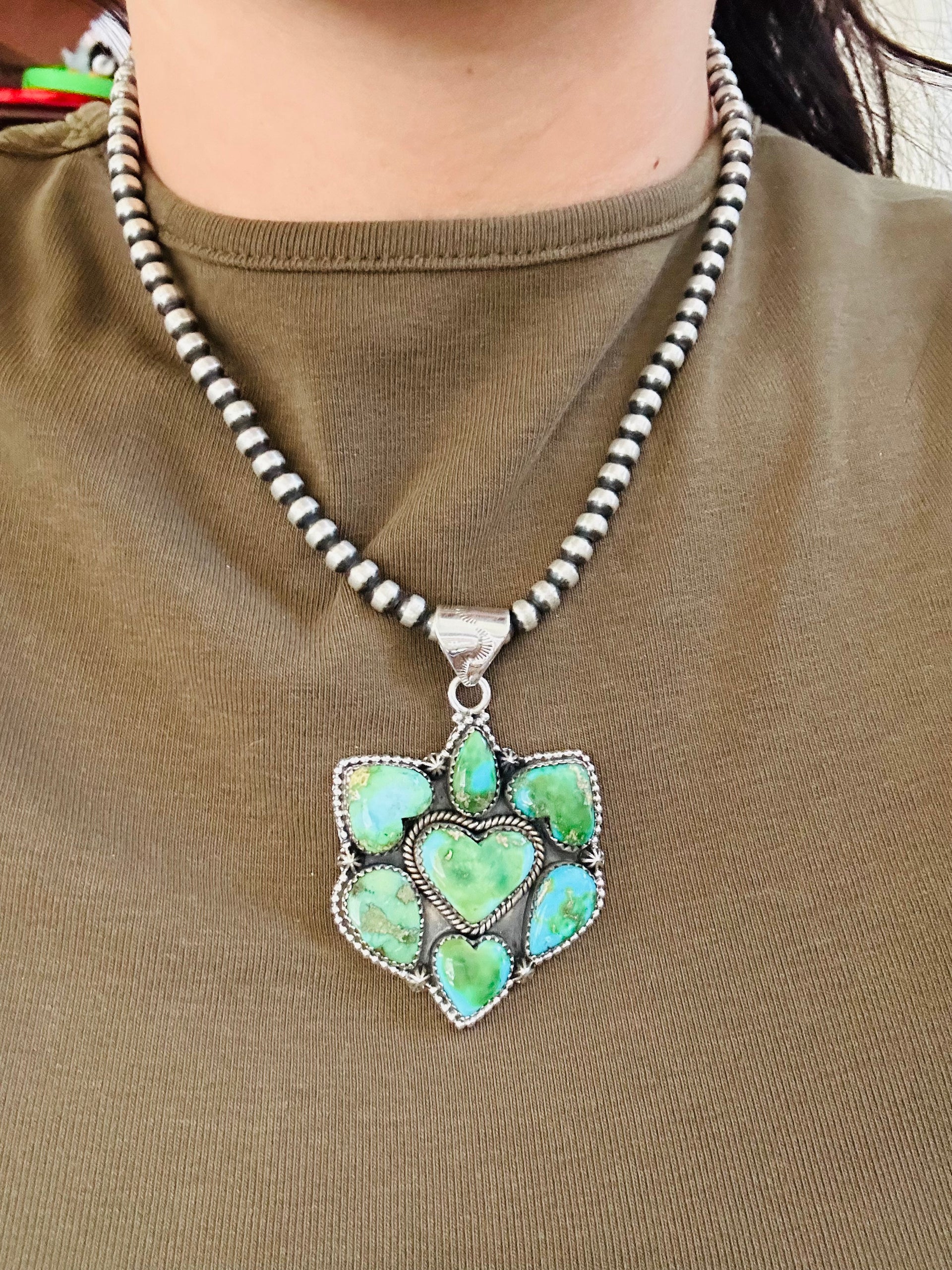 Southwest Handmade Sonoran Mountain Turquoise & Sterling Silver Pendant