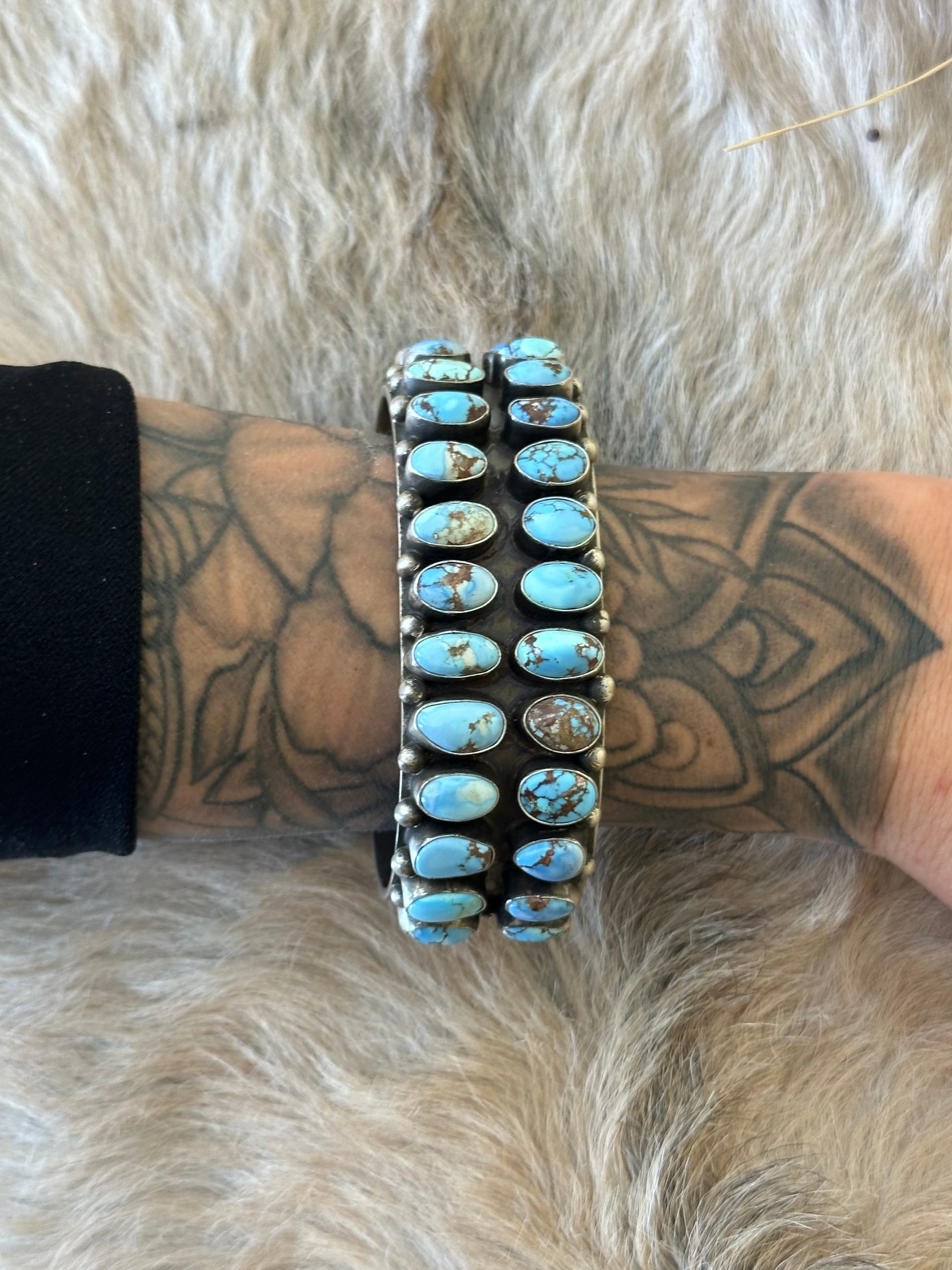 Darrin Livingston Golden Hills Turquoise & Sterling Silver Cuff Bracelet