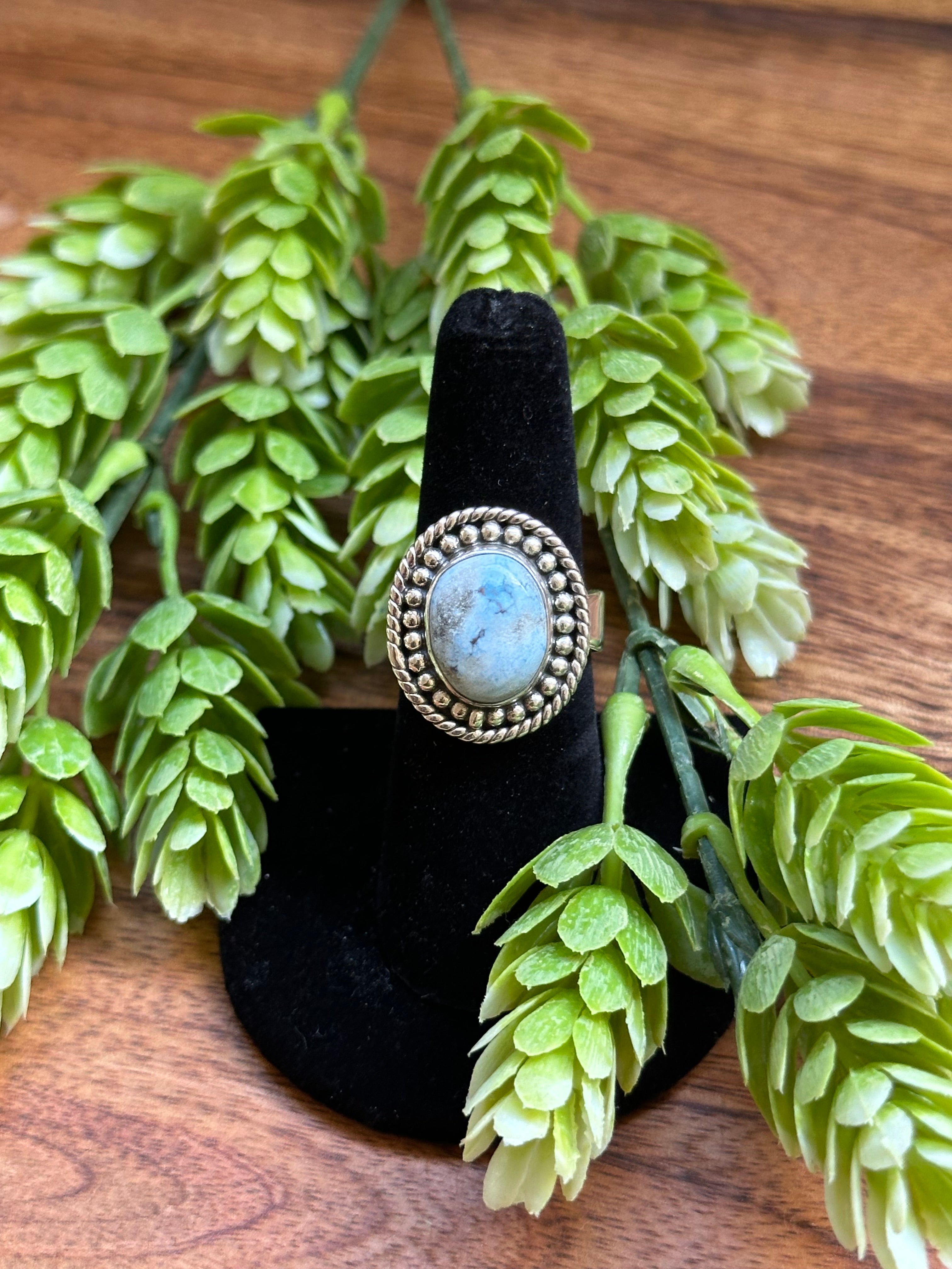 Southwest Handmade Golden Hills Turquoise & Sterling Silver Adjustable Ring