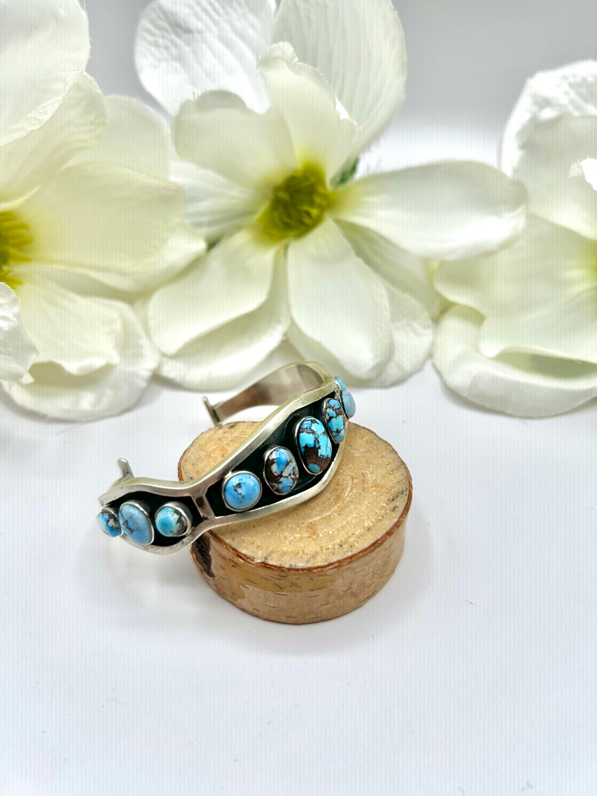 Harold Tahe Golden Hill Turquoise & Sterling Silver Cuff Bracelet