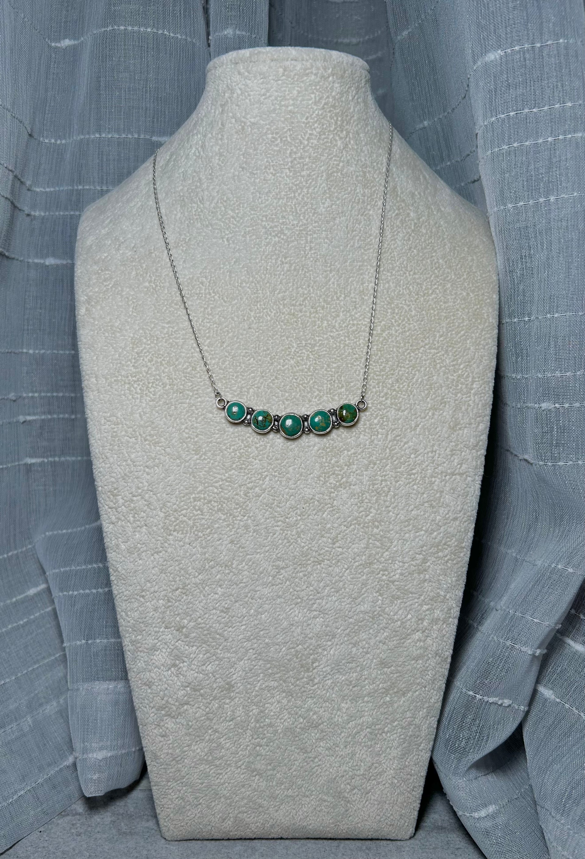 Navajo Made Kingman Turquoise & Sterling Silver Necklace