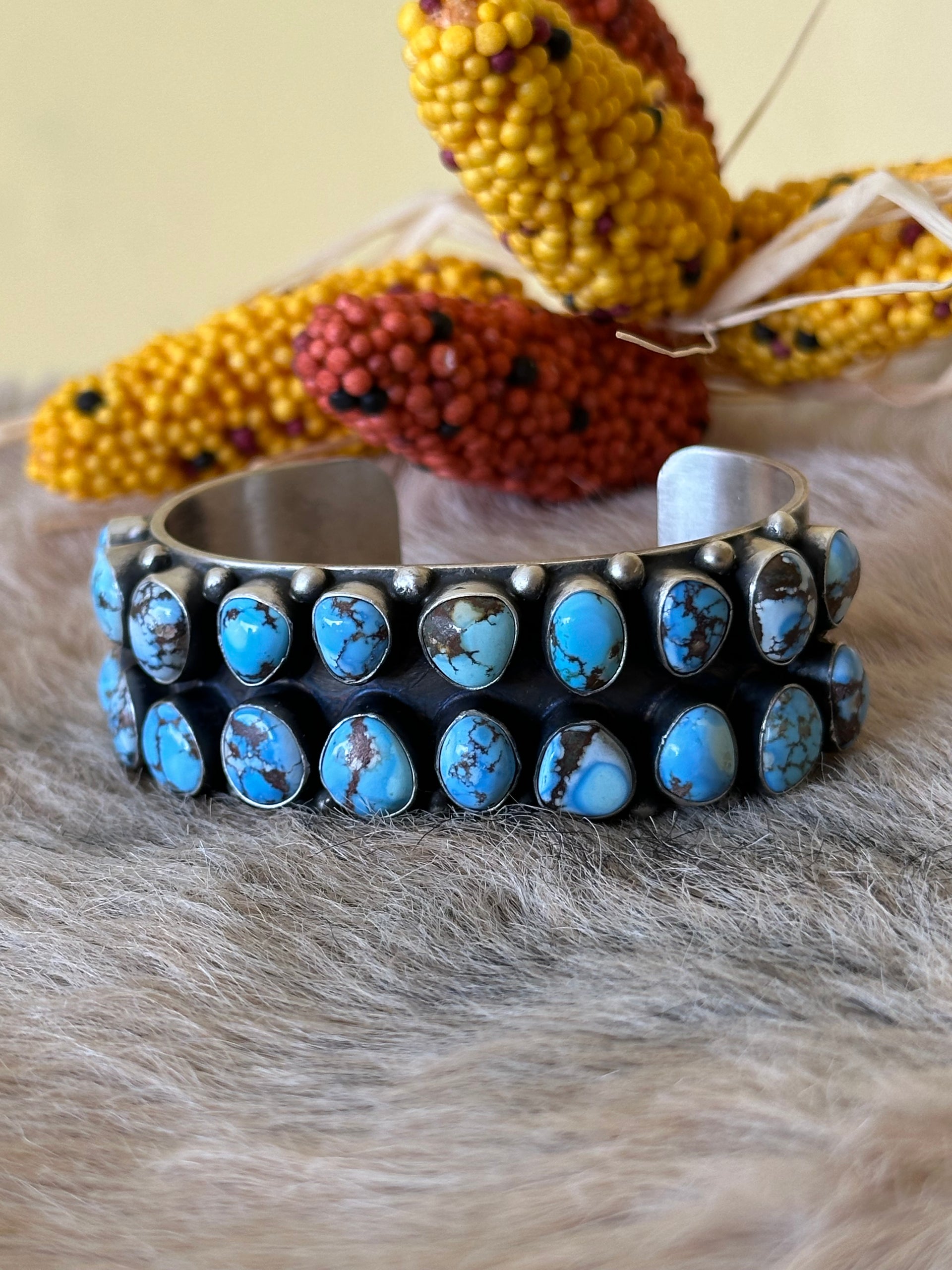 Darrin Livingston Golden Hills Turquoise & Sterling Silver Cuff Bracelet