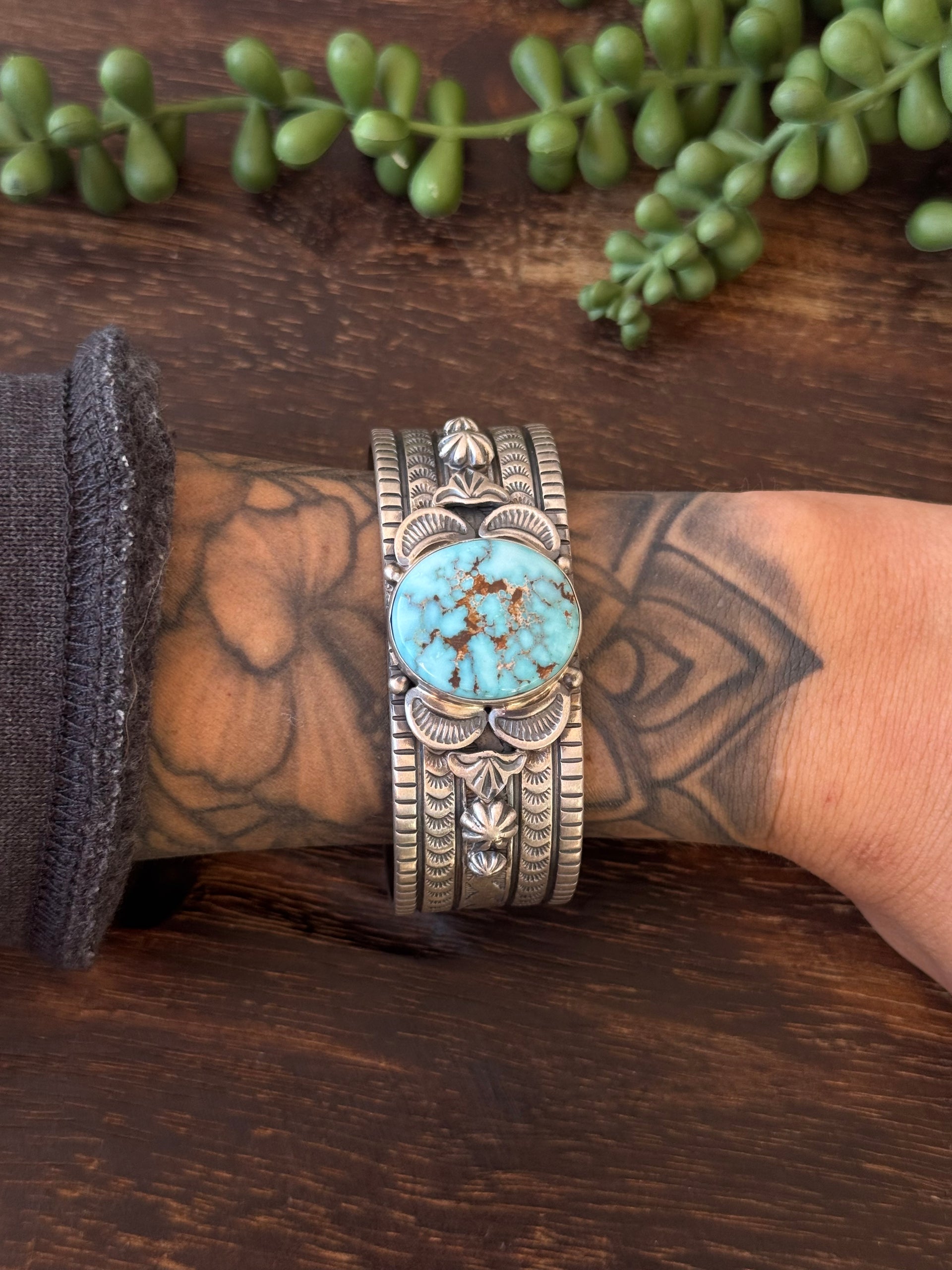 Francis Yazzie Dry Creek Turquoise & Sterling Silver Cuff Bracelet