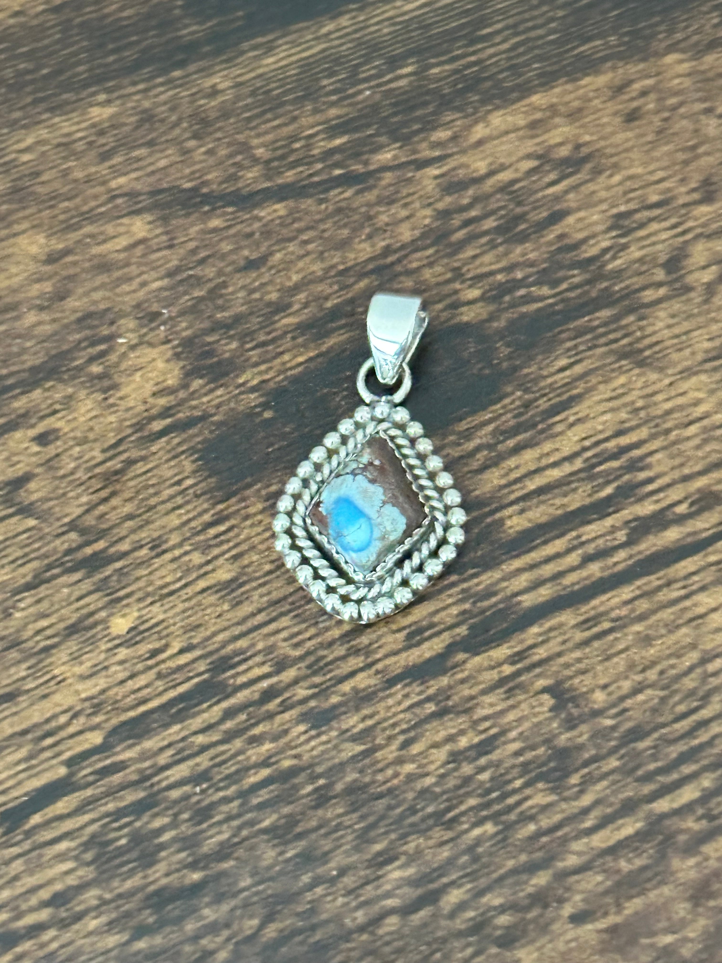 Southwest Handmade Golden Hills Turquoise & Sterling Silver Pendant