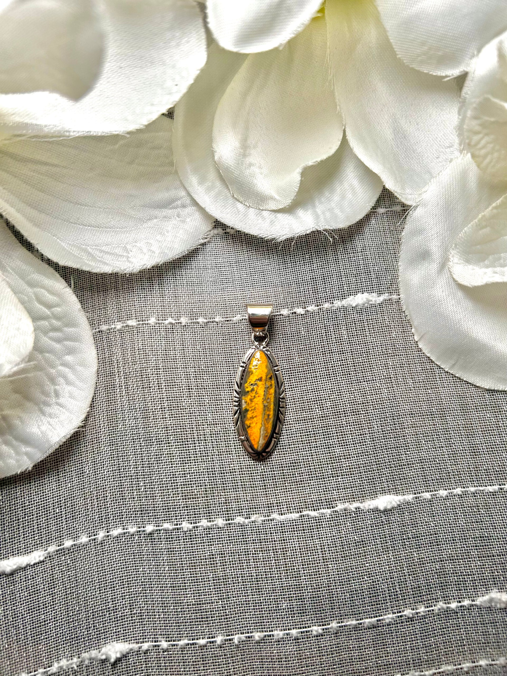 Navajo Made BB Agate & Sterling Silver Pendant