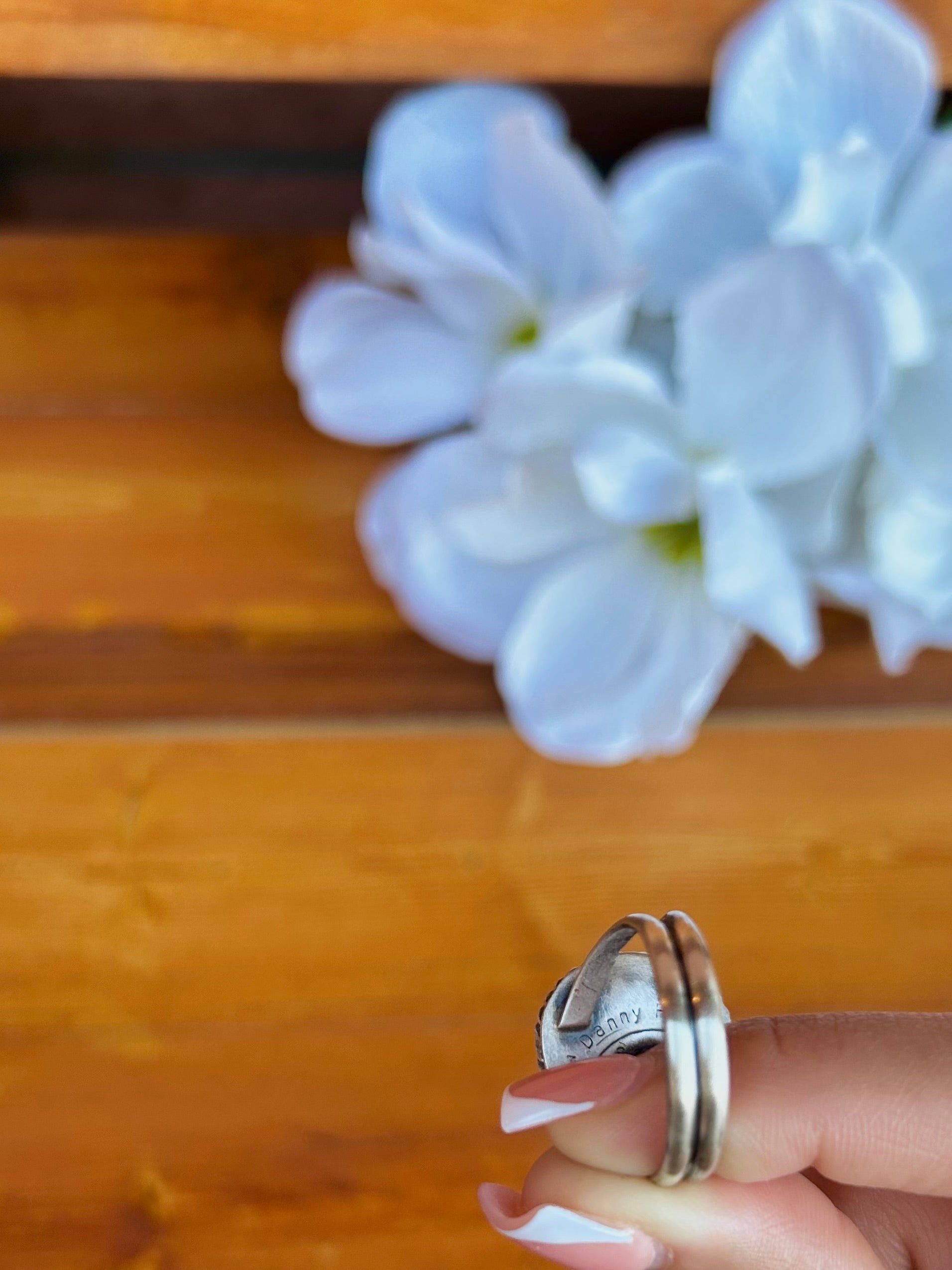 Danny Henio Kingman Turquoise & Sterling Silver Adjustable Ring