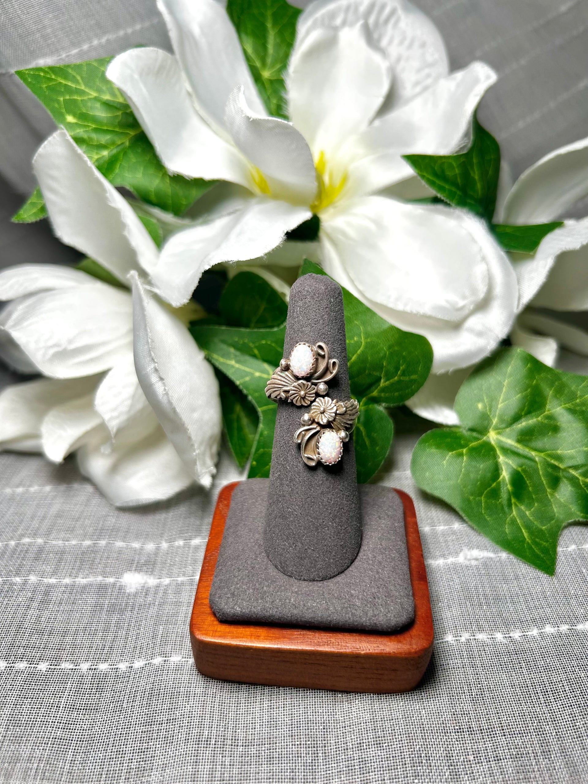 Navajo Made Opal & Sterling Silver Adjustable Ring