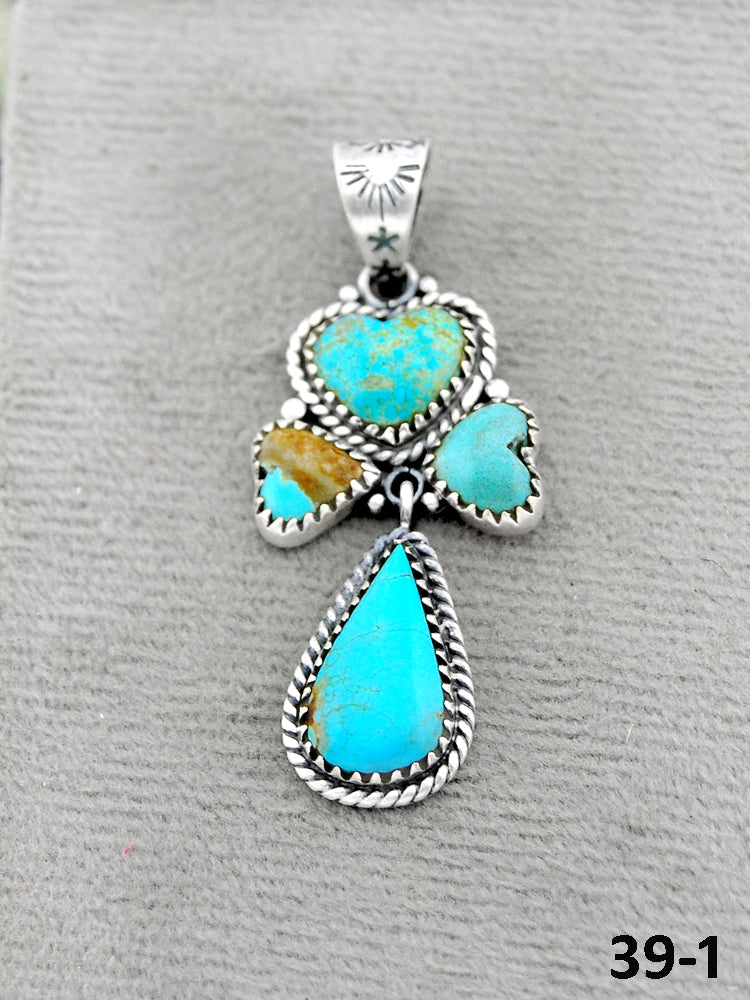 Southwest Handmade #8 Turquoise & Sterling Silver Pendants