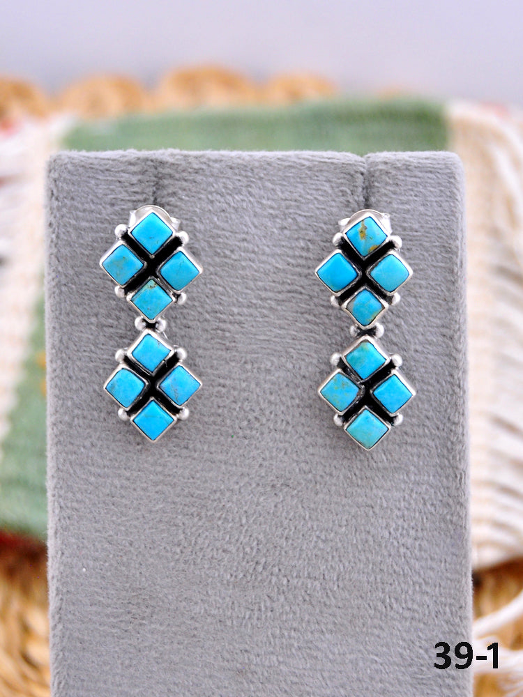 Southwest Made Kingman Turquoise & Sterling Silver Post Earrings