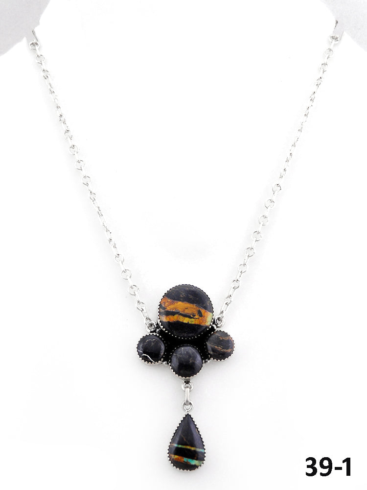 Southwest Handmade Black Jack & Sterling Silver Necklace