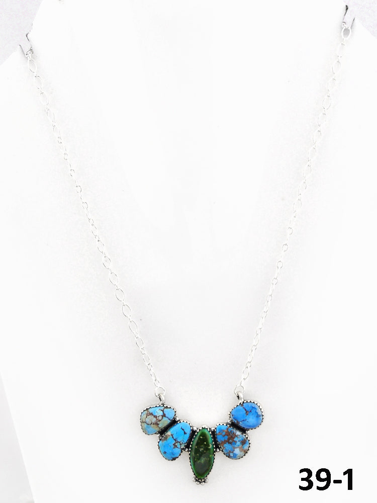 Southwest Made Sonoran Mountain with Golden Hill’s Turquoise & Sterling Silver Necklace
