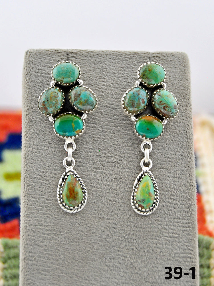 Southwest Made Cripple Creek Turquoise & Sterling Silver Post Earrings