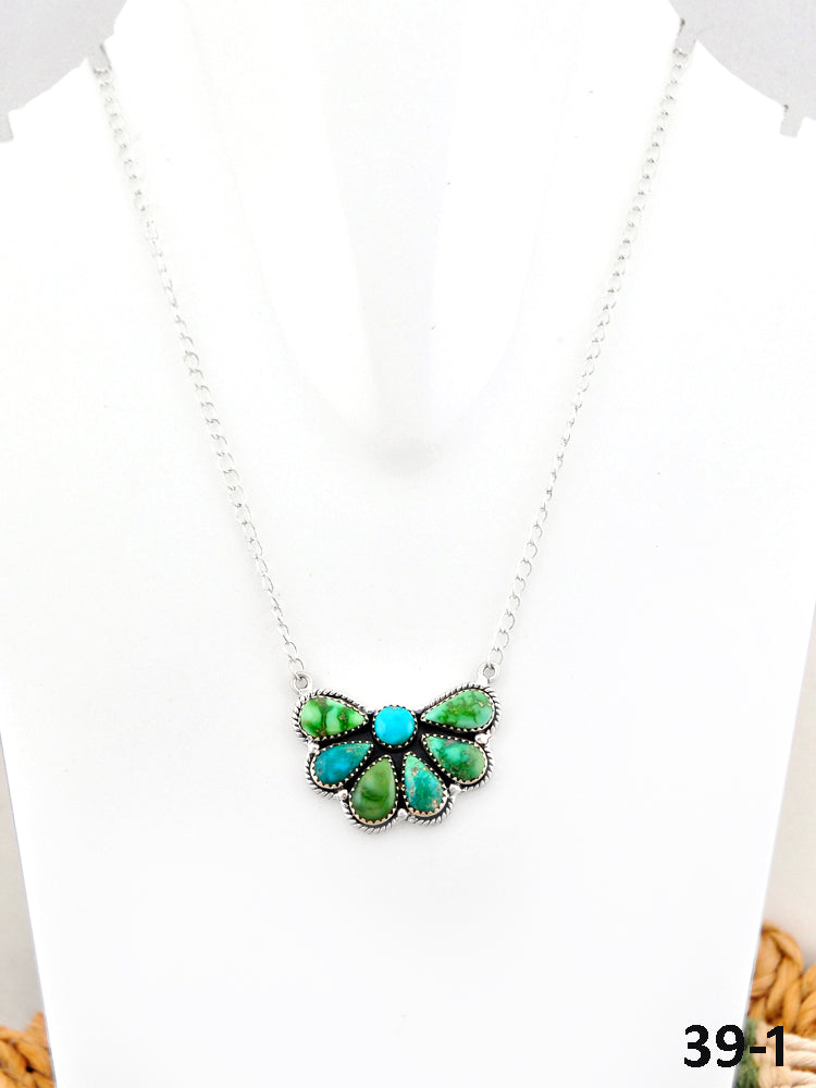 Southwest Made Emerald Valley Turquoise & Sterling Silver Necklace