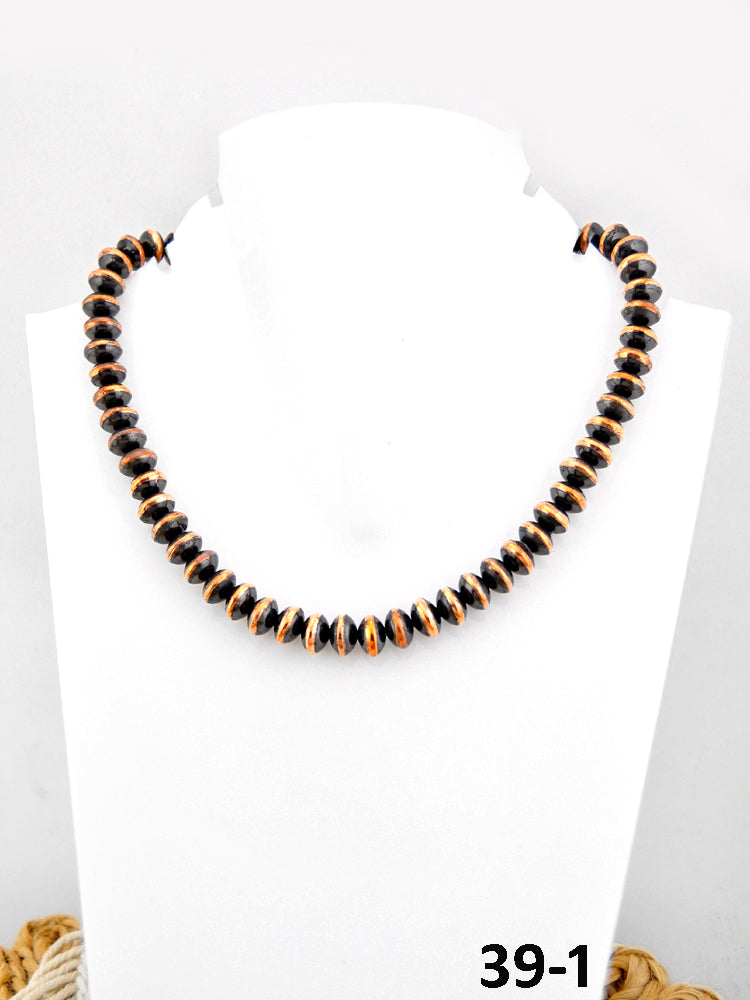 Southwest Handmade 10 MM Copper Saucer Beaded Necklace