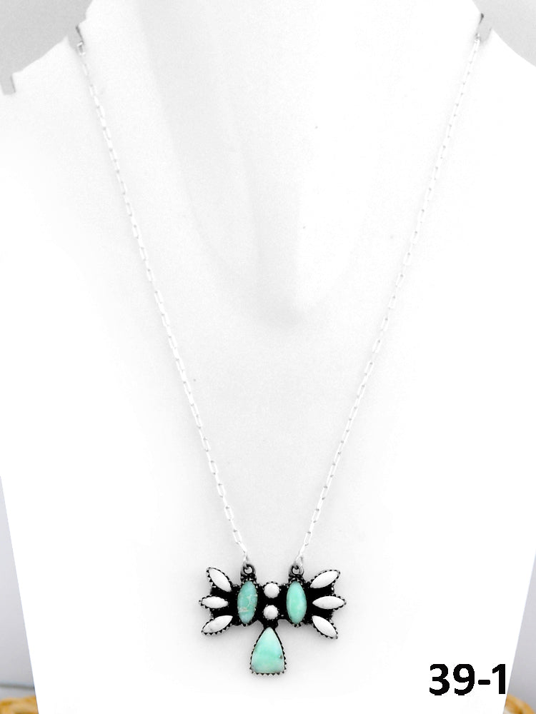 Southwest Made Paloma with White Buffalo & Sterling Silver Necklace