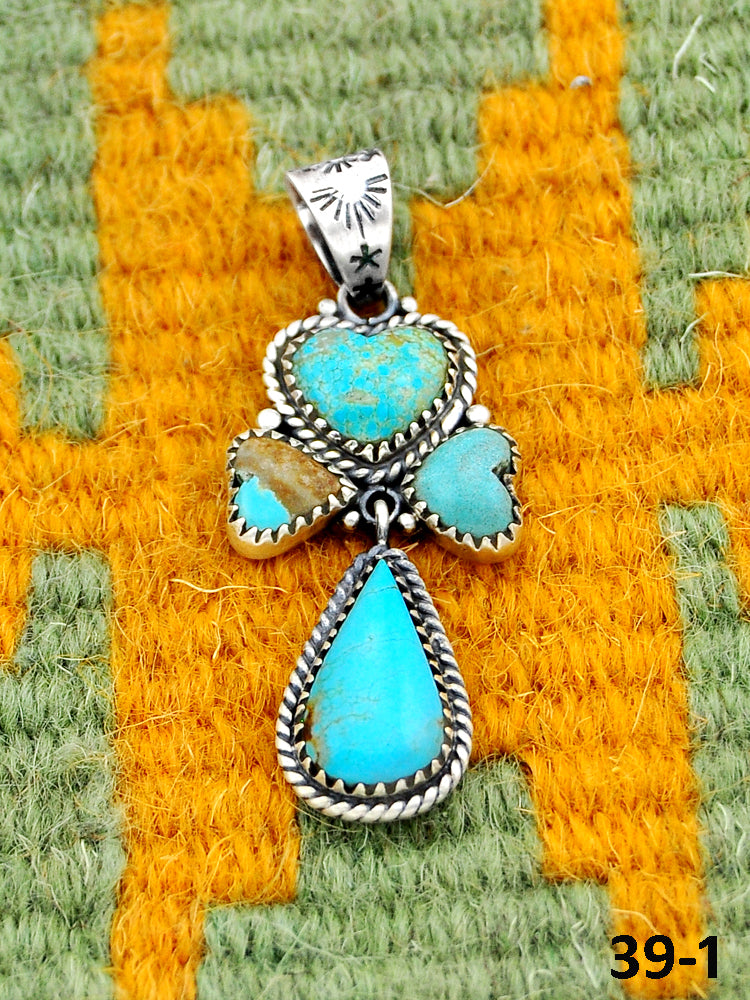 Southwest Handmade #8 Turquoise & Sterling Silver Pendants