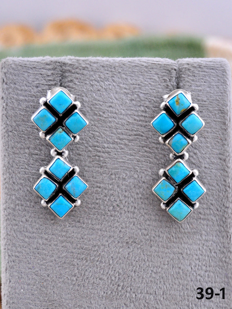 Southwest Made Kingman Turquoise & Sterling Silver Post Earrings