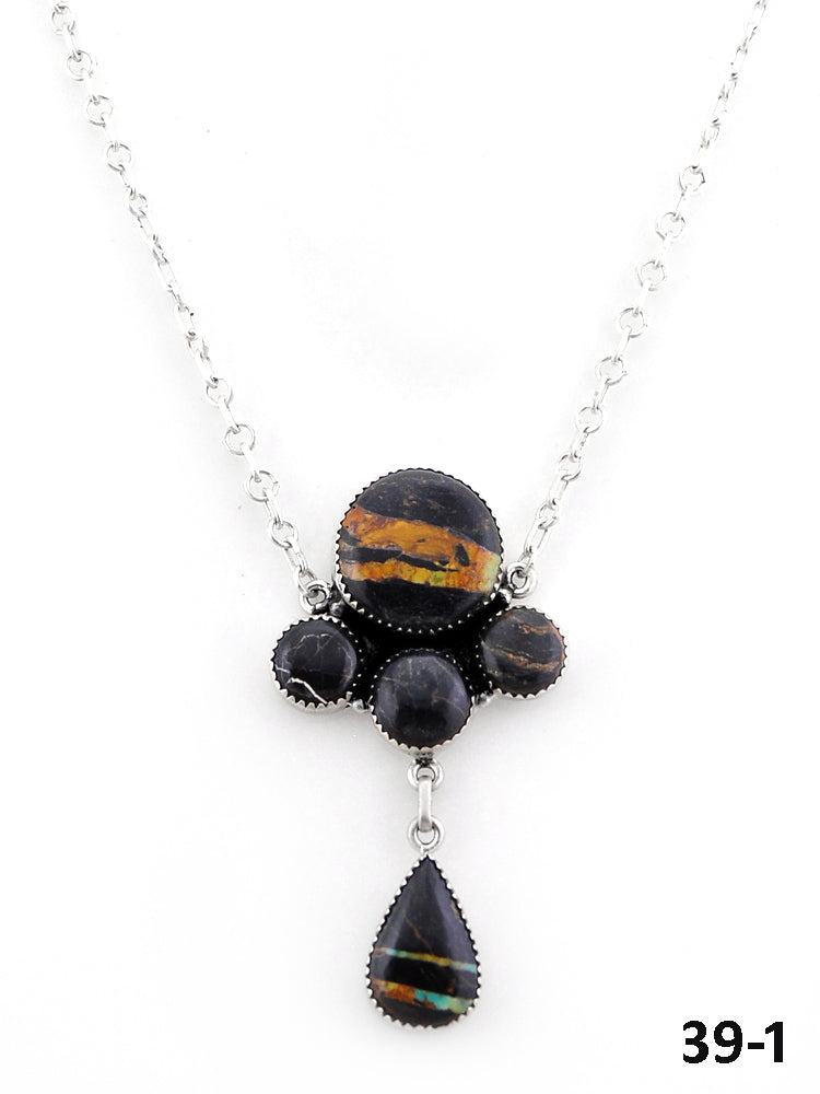 Southwest Handmade Black Jack & Sterling Silver Necklace