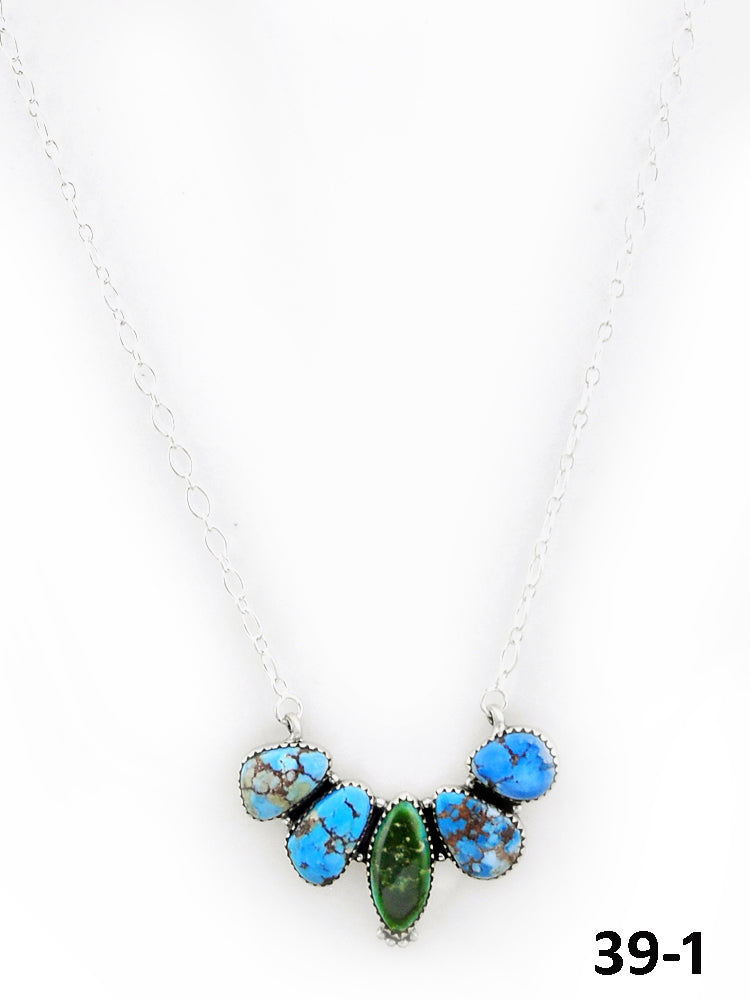 Southwest Made Sonoran Mountain with Golden Hill’s Turquoise & Sterling Silver Necklace