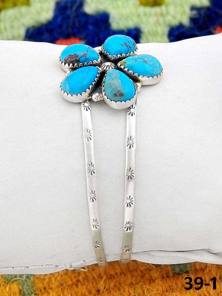 Southwest Made Blue Kingman Turquoise & Sterling Silver Cuff Bracelet