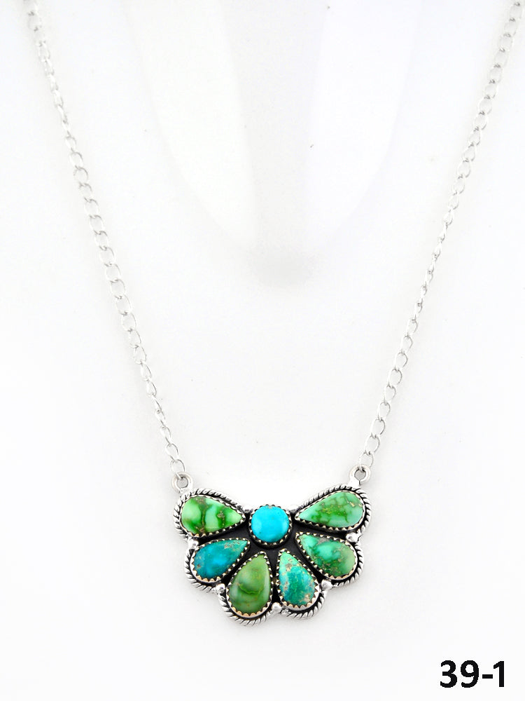 Southwest Made Emerald Valley Turquoise & Sterling Silver Necklace
