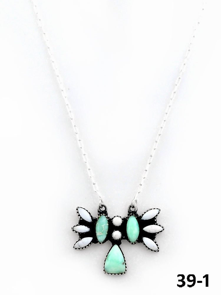 Southwest Made Paloma with White Buffalo & Sterling Silver Necklace