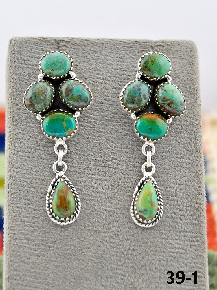 Southwest Made Cripple Creek Turquoise & Sterling Silver Post Earrings