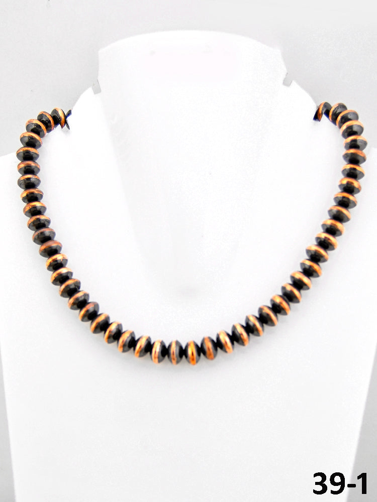 Southwest Handmade 10 MM Copper Saucer Beaded Necklace