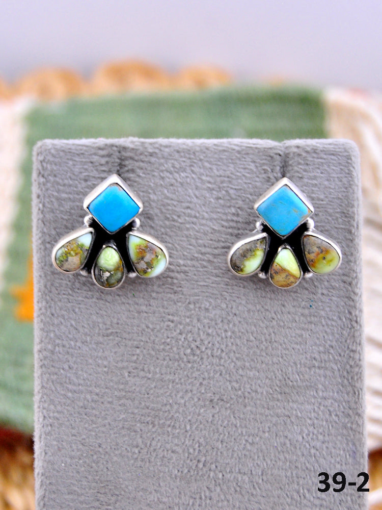 Southwest Made Multistone & Sterling Silver Post Earrings
