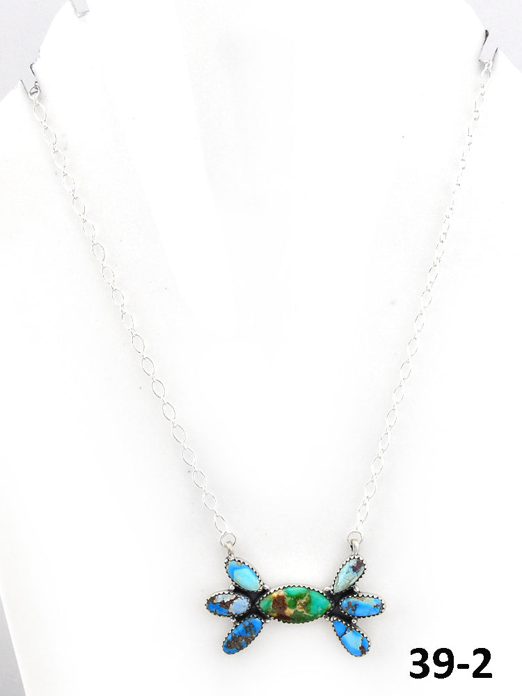 Southwest Made Sonoran Mountain with Golden Hill’s Turquoise & Sterling Silver Necklace