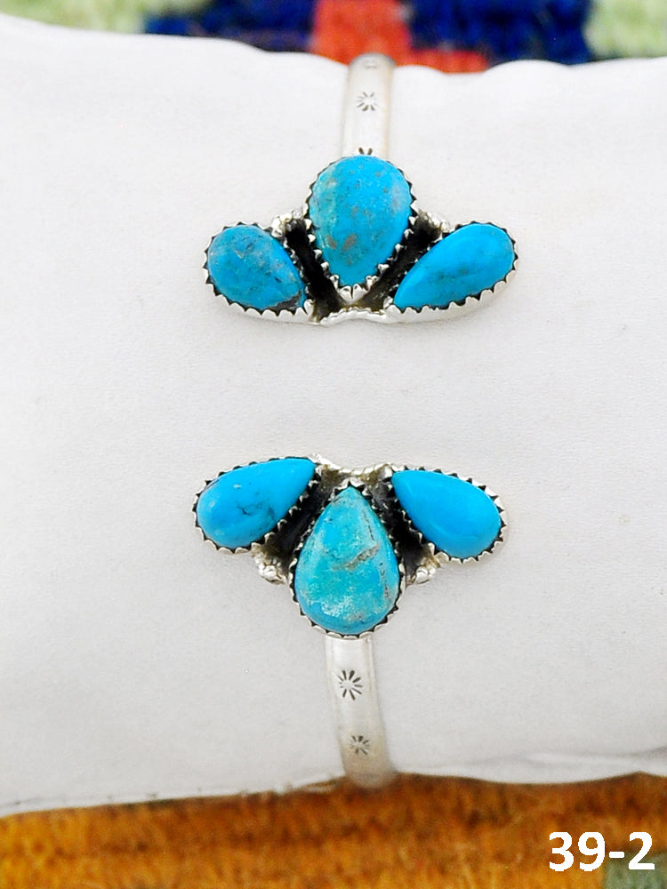 Southwest Made Blue Kingman Turquoise & Sterling Silver Cuff Bracelet