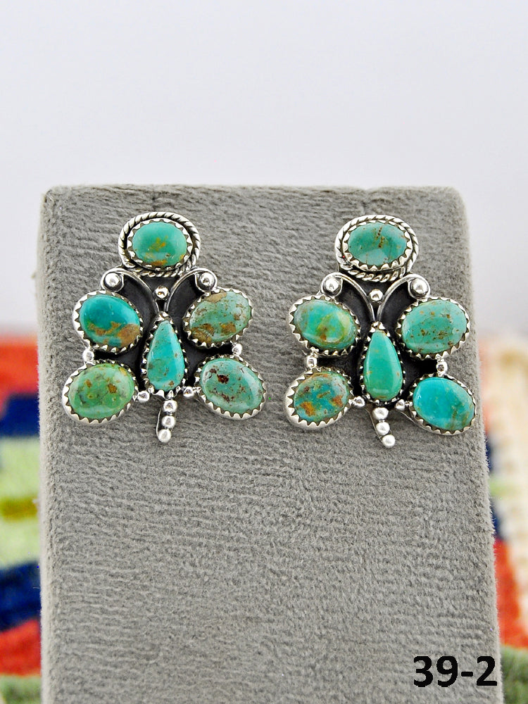 Southwest Made Cripple Creek Turquoise & Sterling Silver Post Earrings
