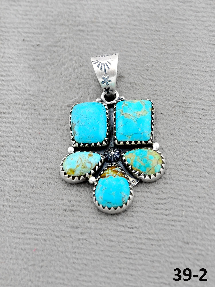 Southwest Handmade #8 Turquoise & Sterling Silver Pendants