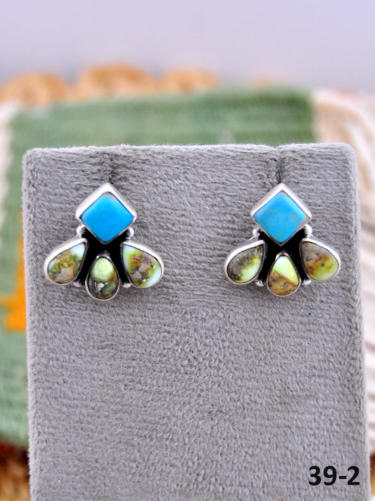 Southwest Made Multistone & Sterling Silver Post Earrings