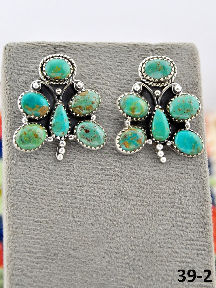 Southwest Made Cripple Creek Turquoise & Sterling Silver Post Earrings
