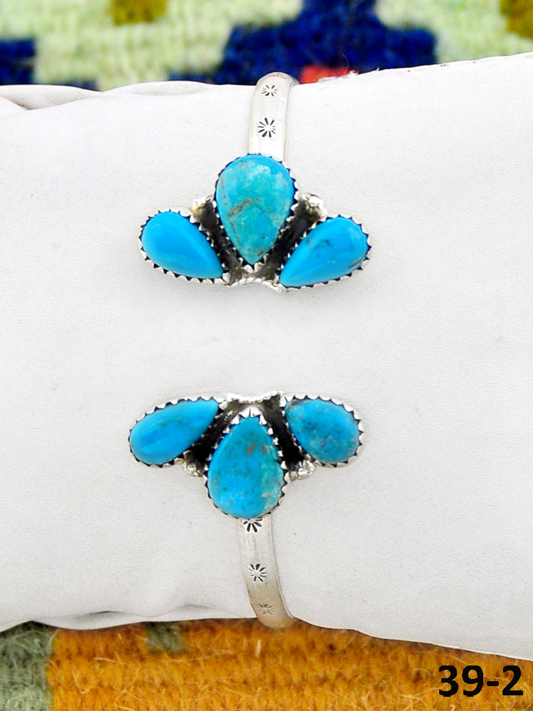 Southwest Made Blue Kingman Turquoise & Sterling Silver Cuff Bracelet