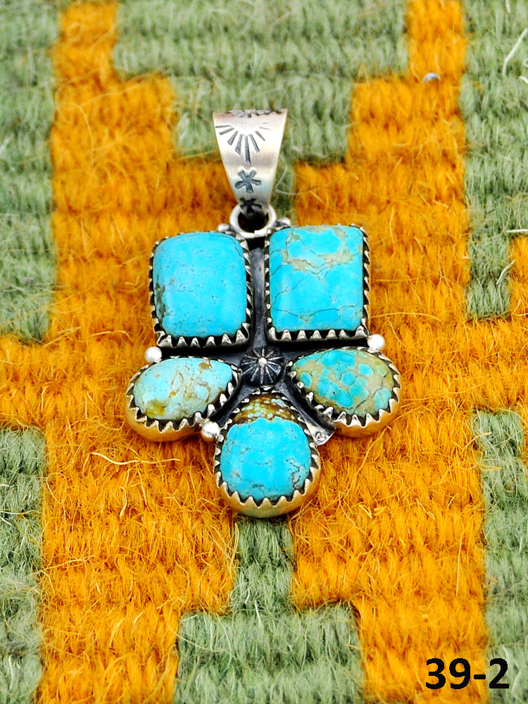 Southwest Handmade #8 Turquoise & Sterling Silver Pendants