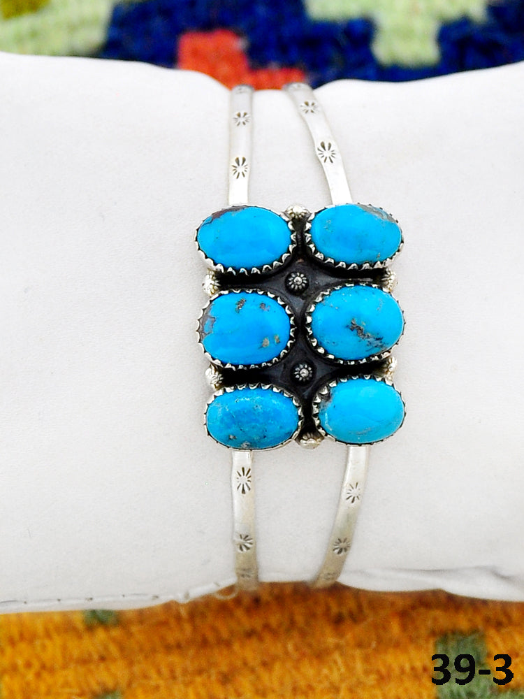 Southwest Made Blue Kingman Turquoise & Sterling Silver Cuff Bracelet