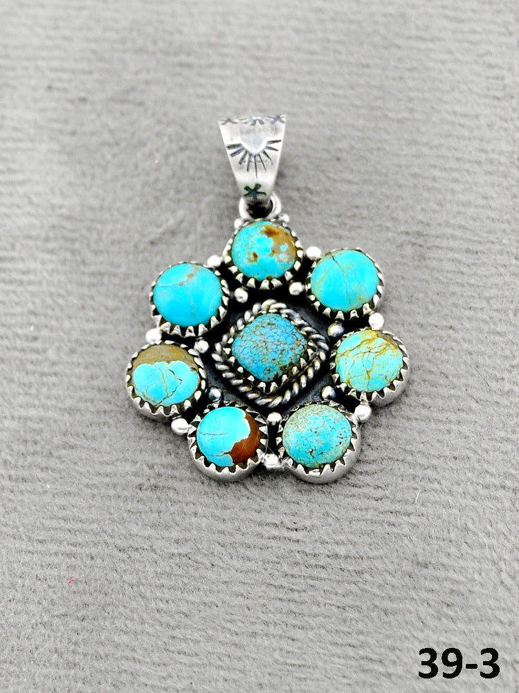 Southwest Handmade #8 Turquoise & Sterling Silver Pendants