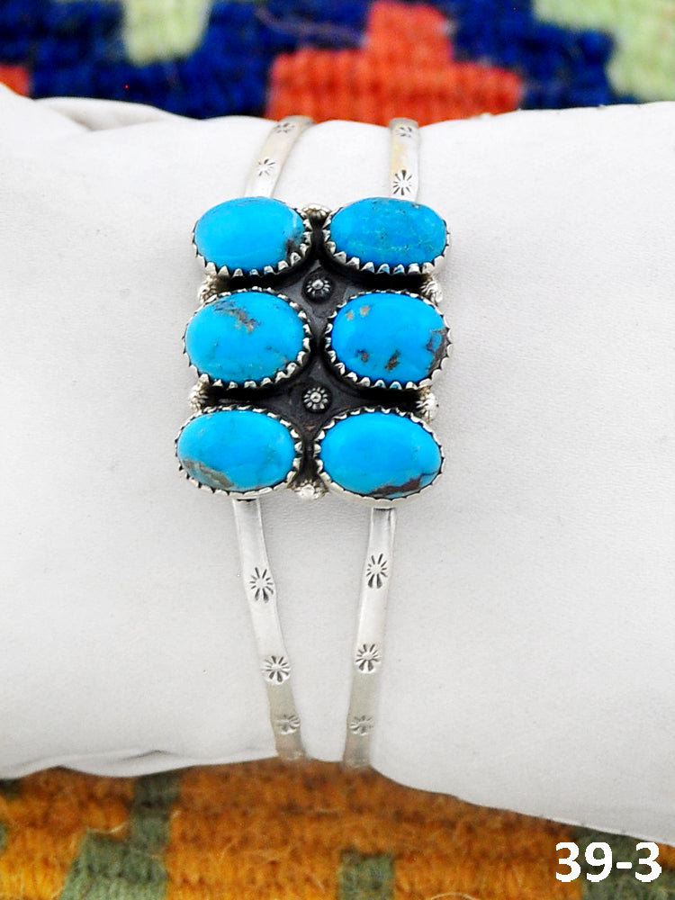 Southwest Made Blue Kingman Turquoise & Sterling Silver Cuff Bracelet