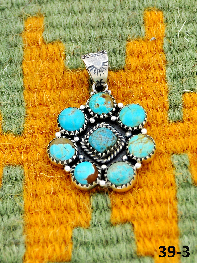 Southwest Handmade #8 Turquoise & Sterling Silver Pendants