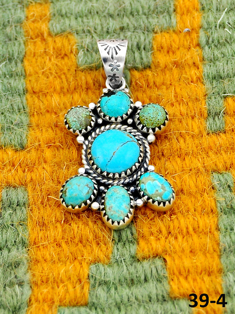 Southwest Handmade #8 Turquoise & Sterling Silver Pendants