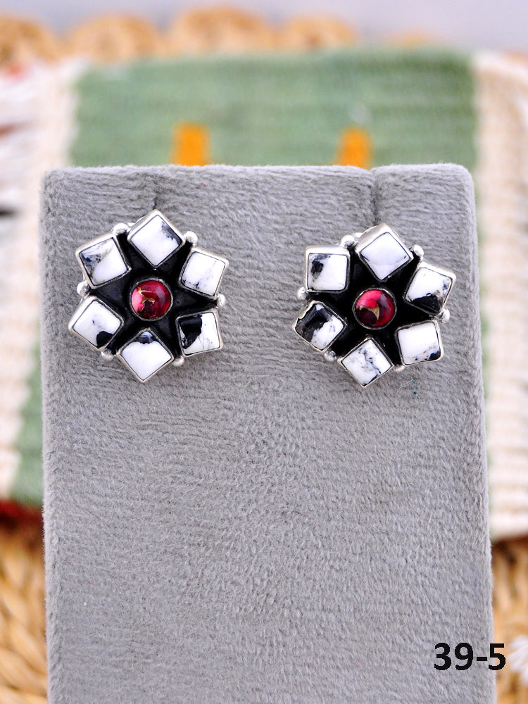 Southwest Made Multistone & Sterling Silver Post Earrings