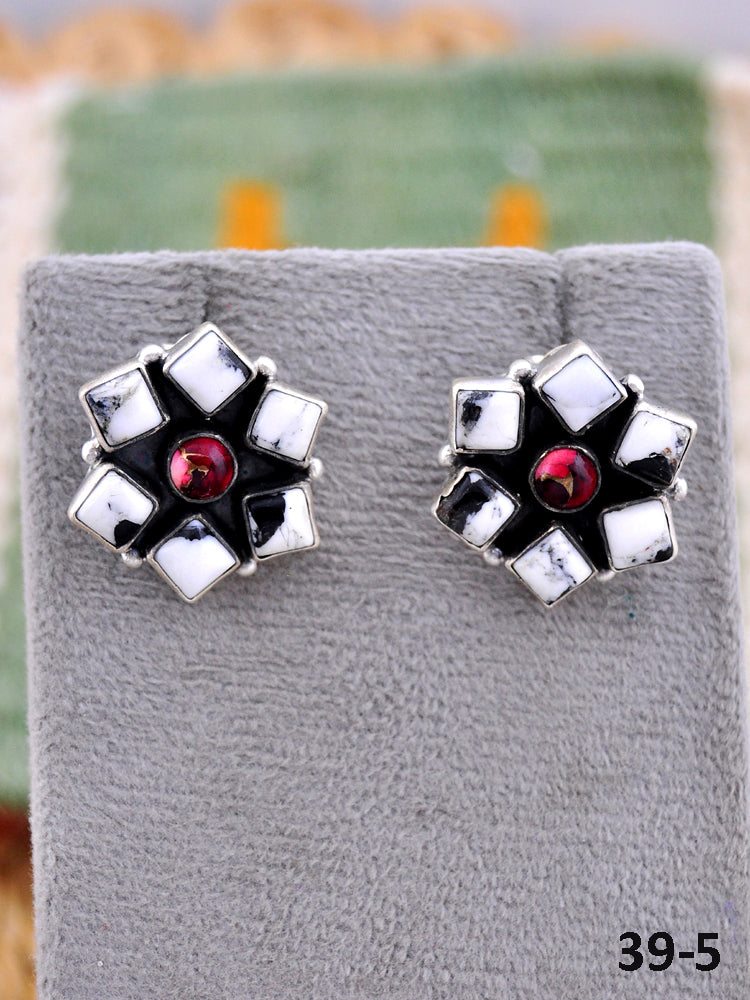 Southwest Made Multistone & Sterling Silver Post Earrings
