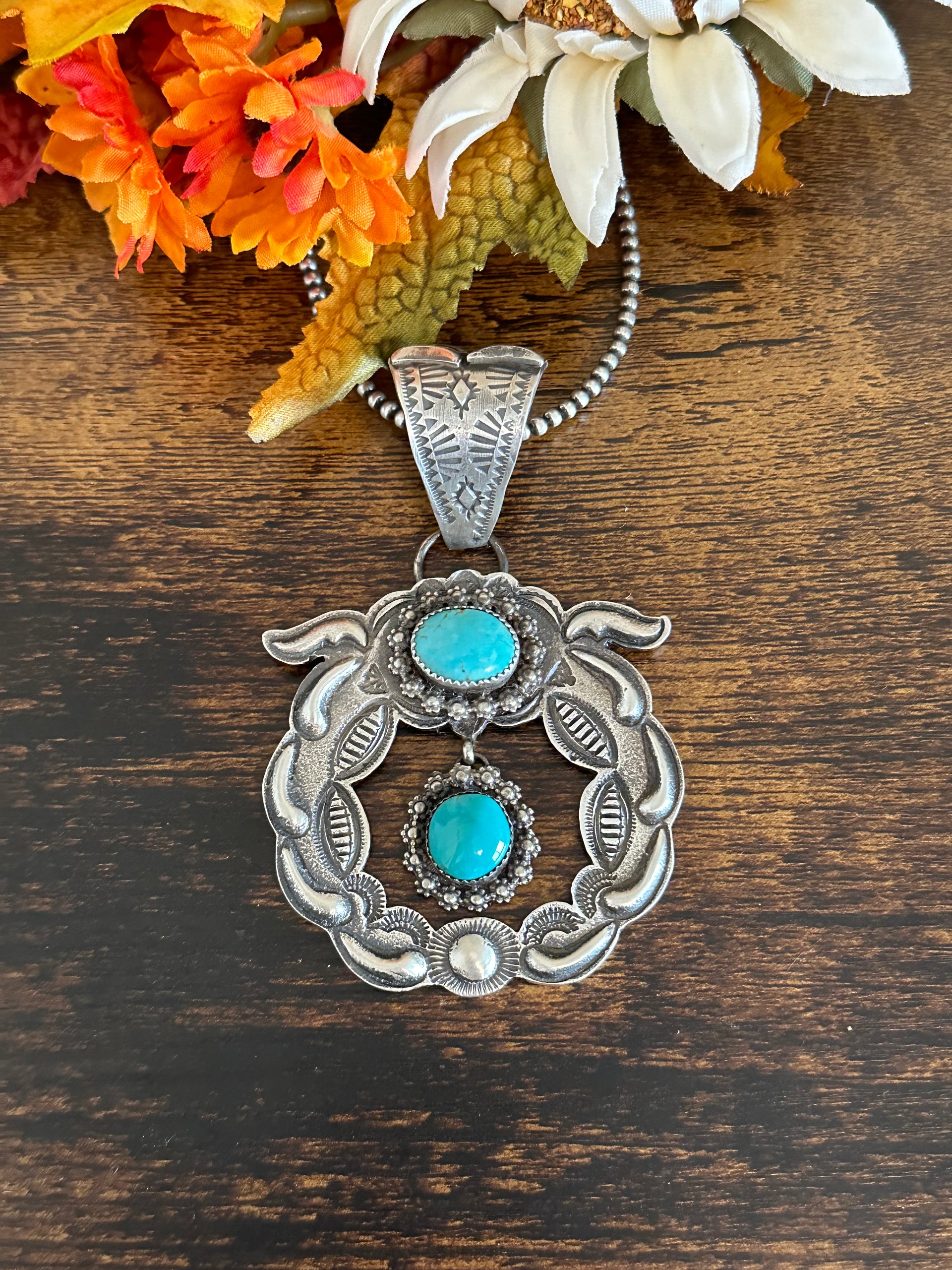 Richard Yazza Kingman Turquoise & Sterling Silver Pendant
