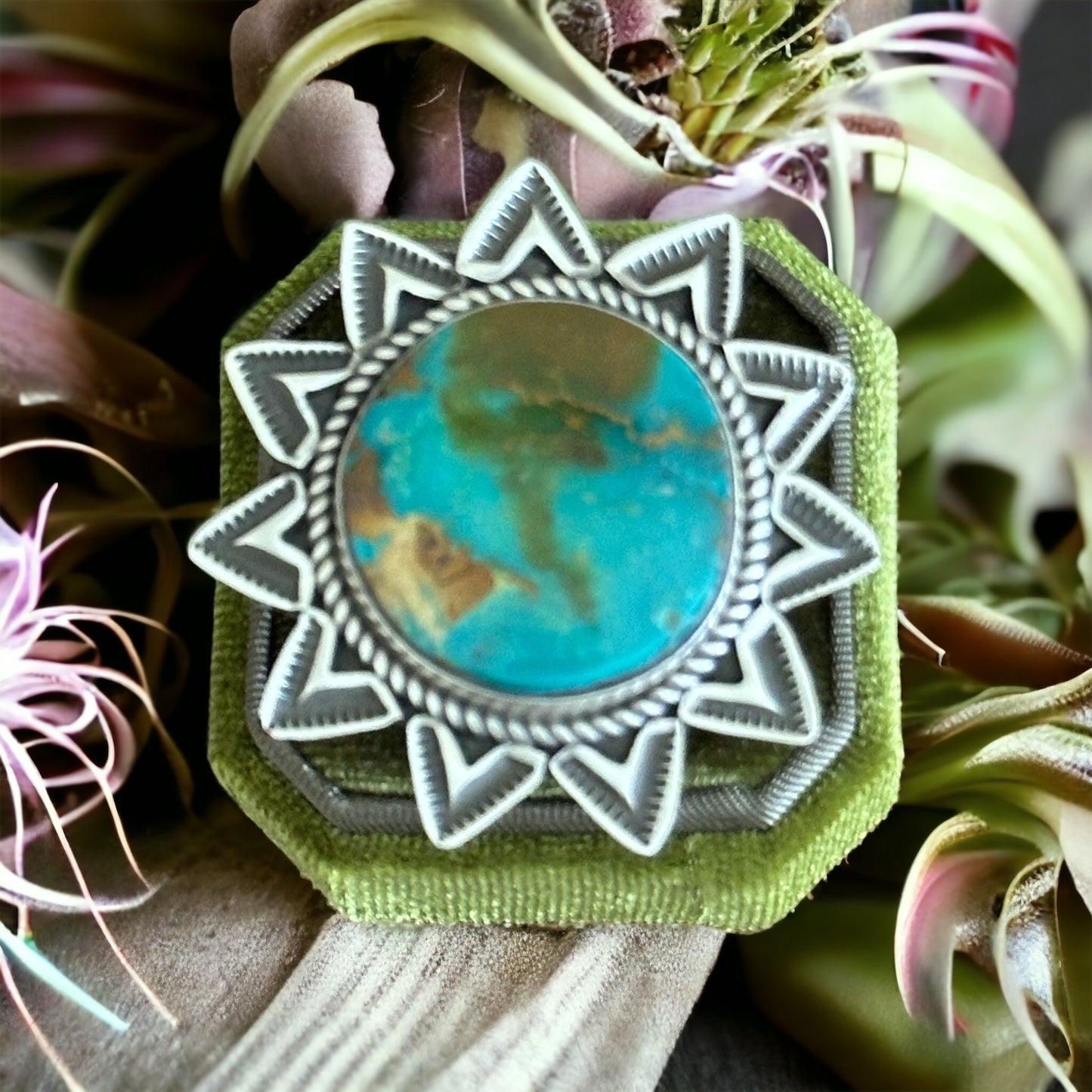 Alex Sanchez Royston Turquoise & Sterling Silver Adjustable Ring