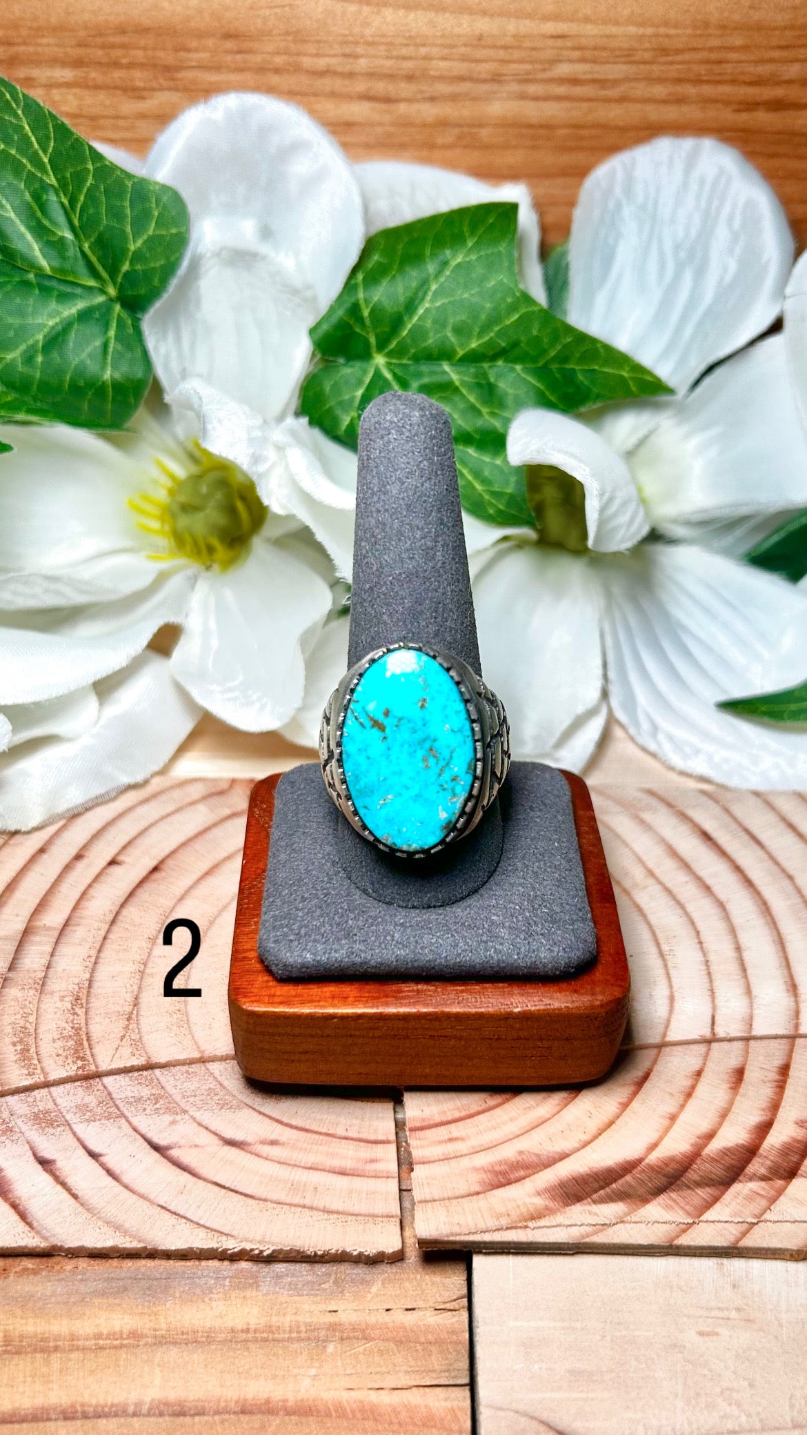 Navajo Made Blue Ridge Turquoise & Sterling Silver Ring
