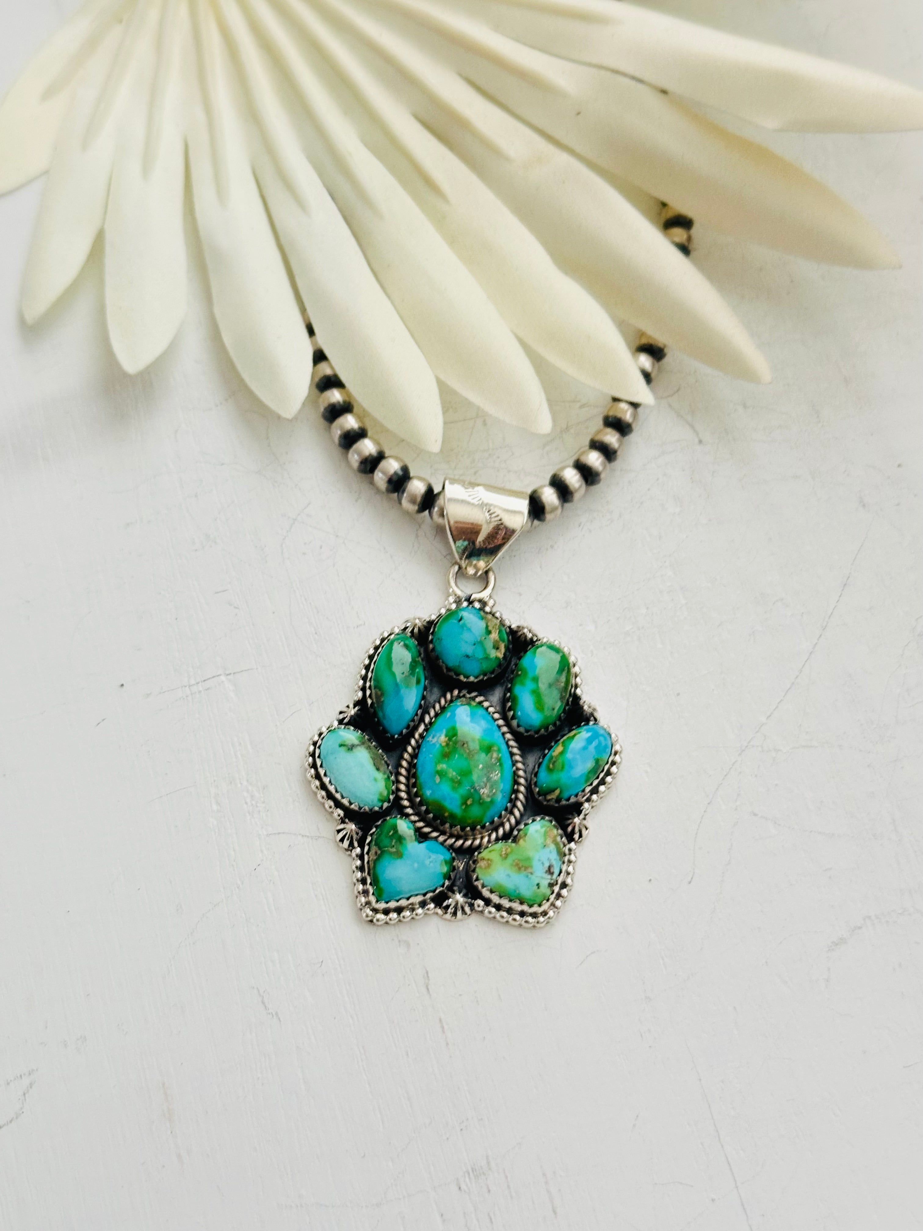 Southwest Handmade Sonoran Mountain Turquoise & Sterling Silver Pendant