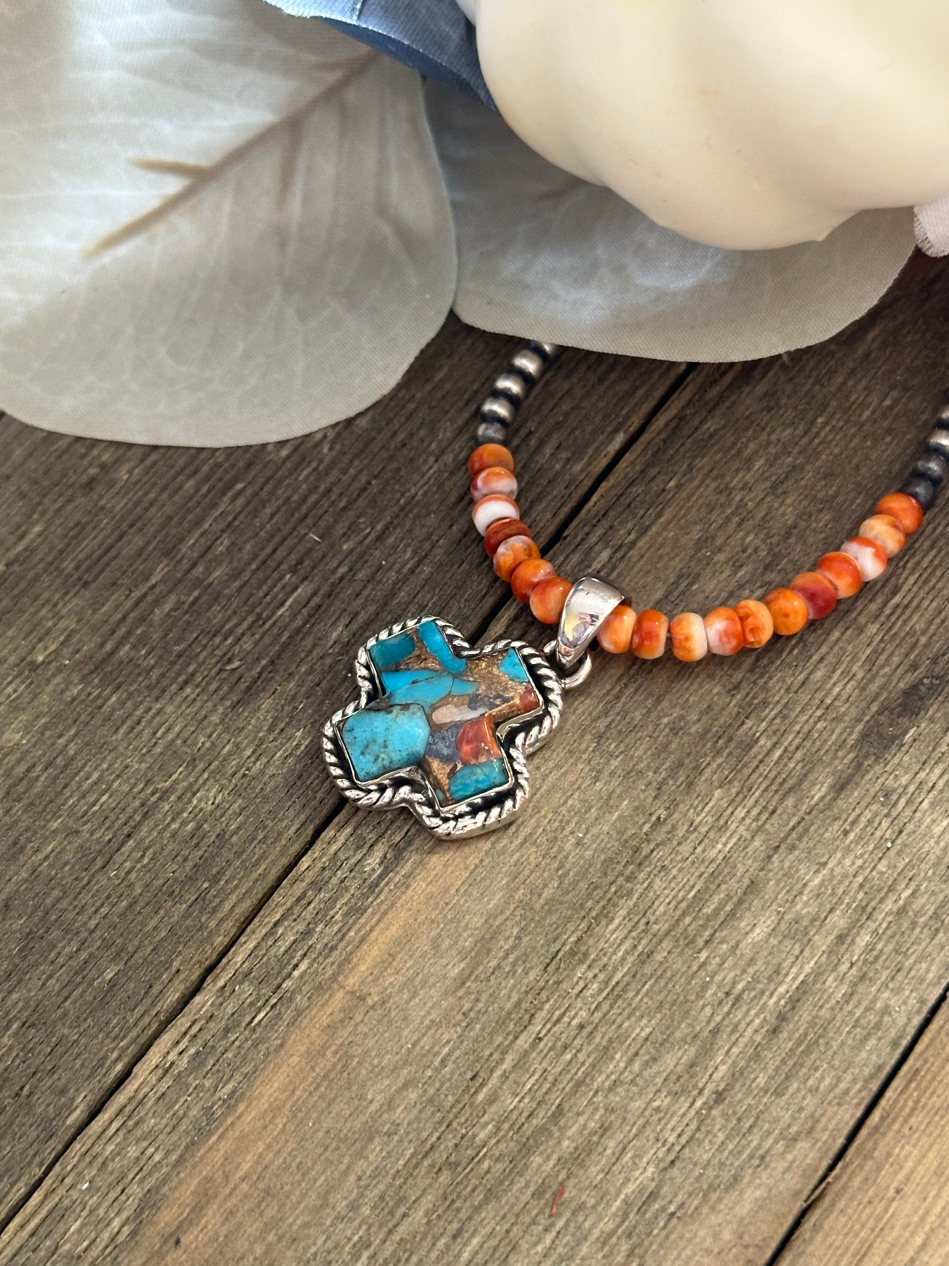 Southwest Handmade Mohave Turquoise & Sterling Silver Pendant