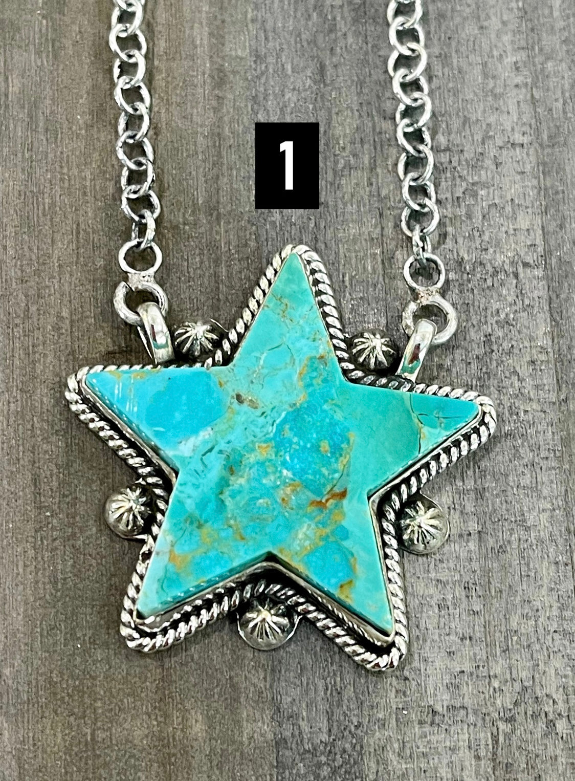 Southwest Handmade Kingman Turquoise & Sterling Silver Star Necklace